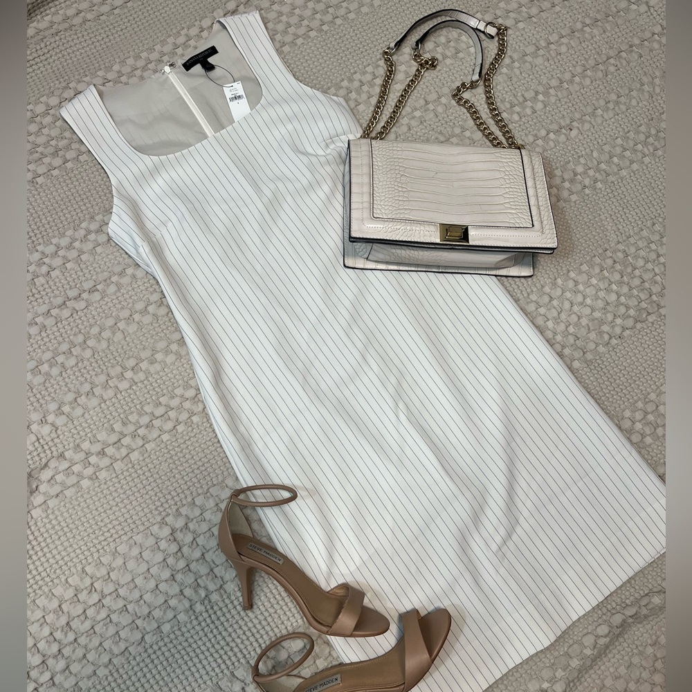 Banana Republic White Pinstripe Midi Dress
